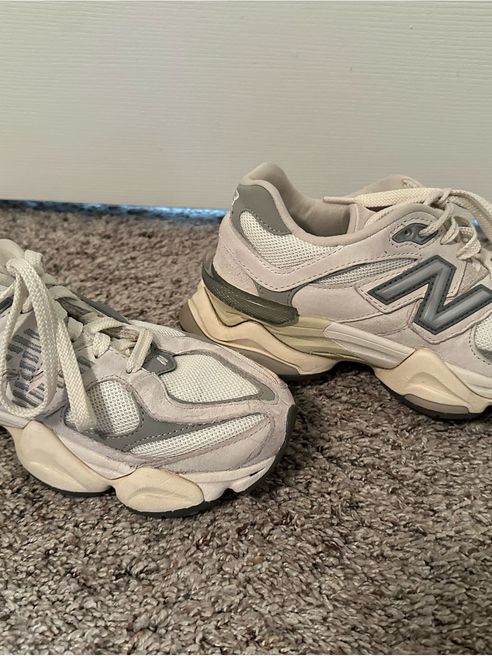 New Balance 9060 Neutral White and Grey Athletic Sneakers - Picture 6 of 11